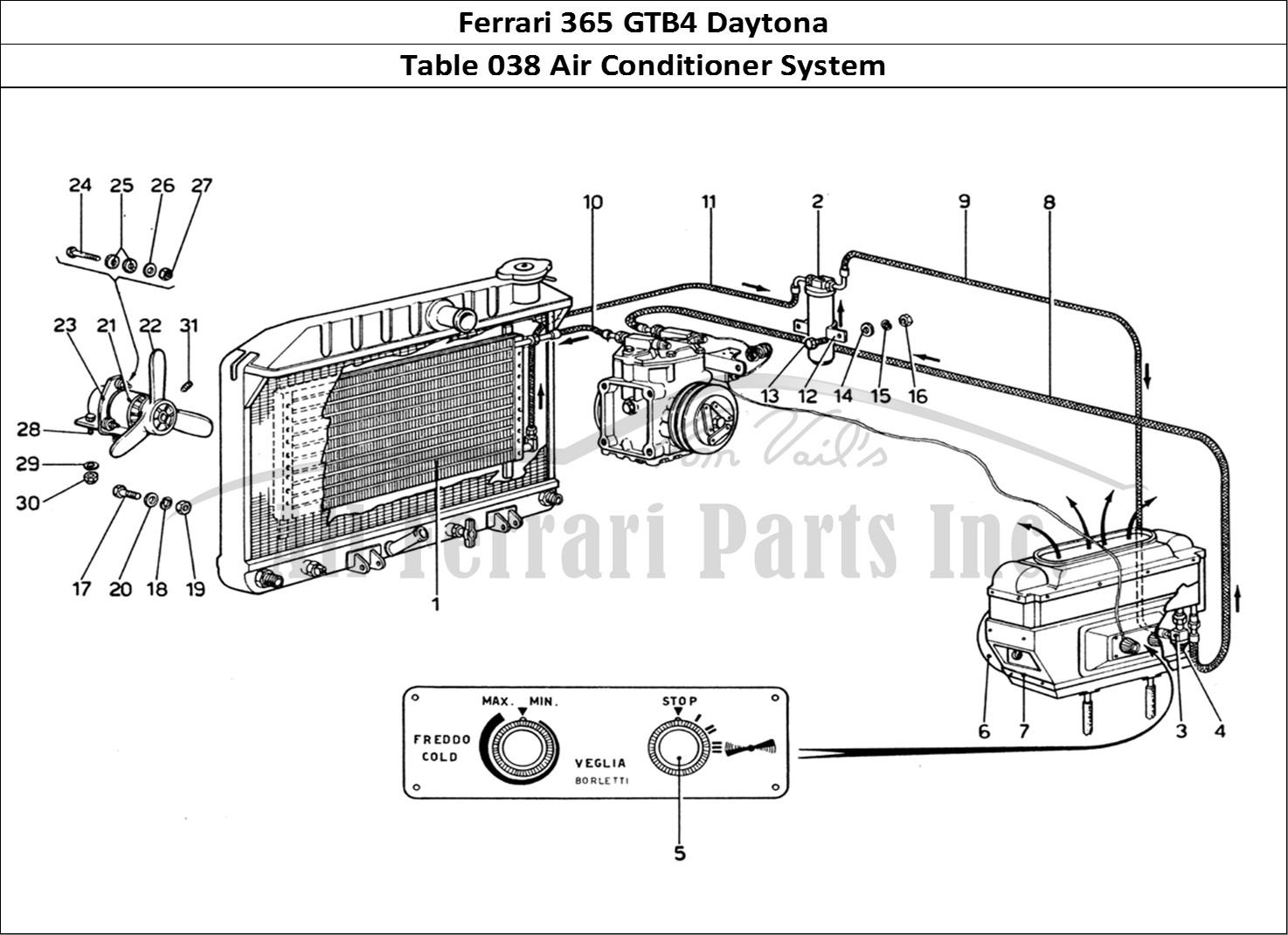 Ferrari Parts Ferrari 365 GTB4 Daytona (1969) Page 038 Air Conditioning System