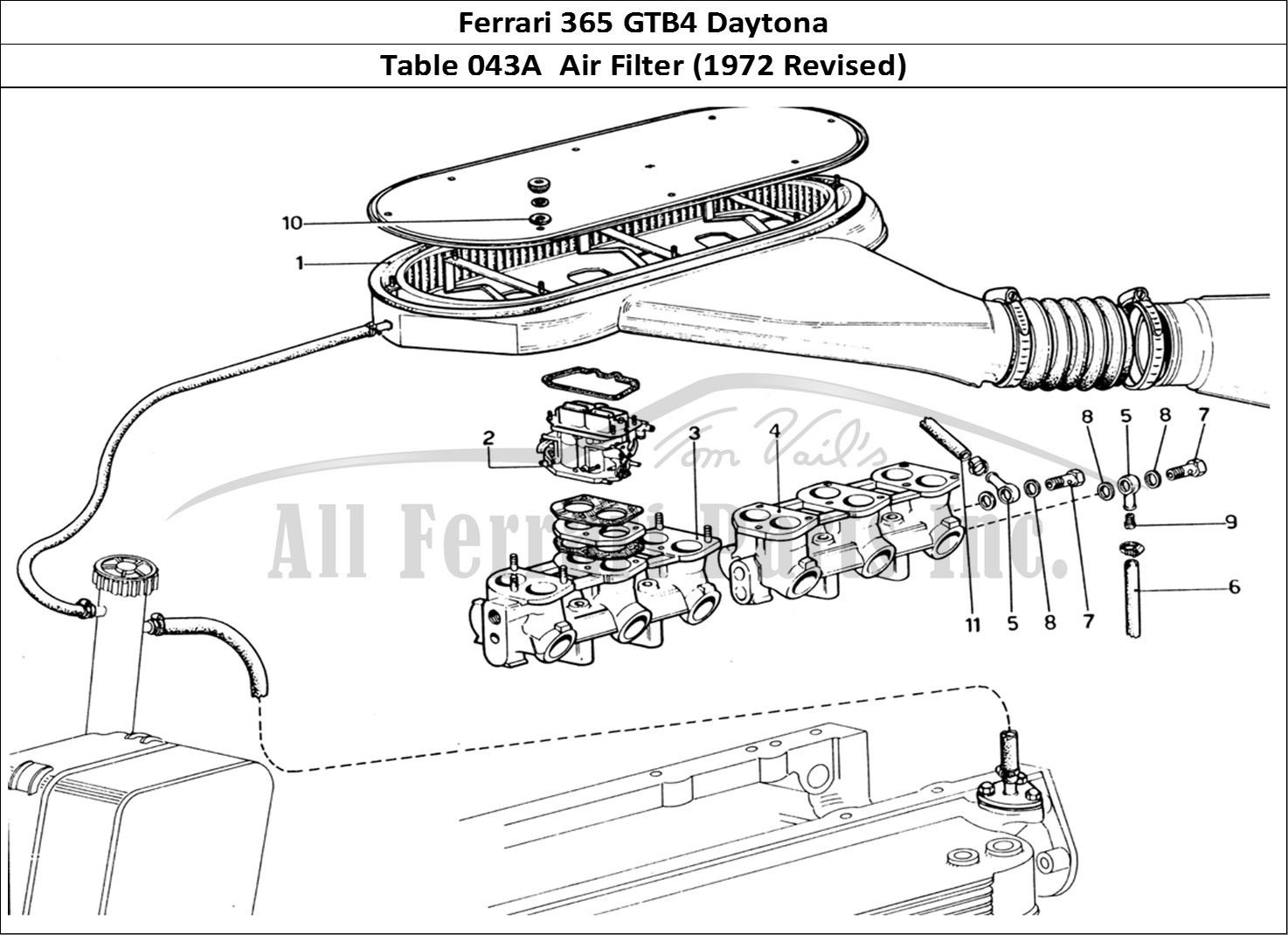 Ferrari Parts Ferrari 365 GTB4 Daytona (1969) Page 043 Air Filter (1972 Revision