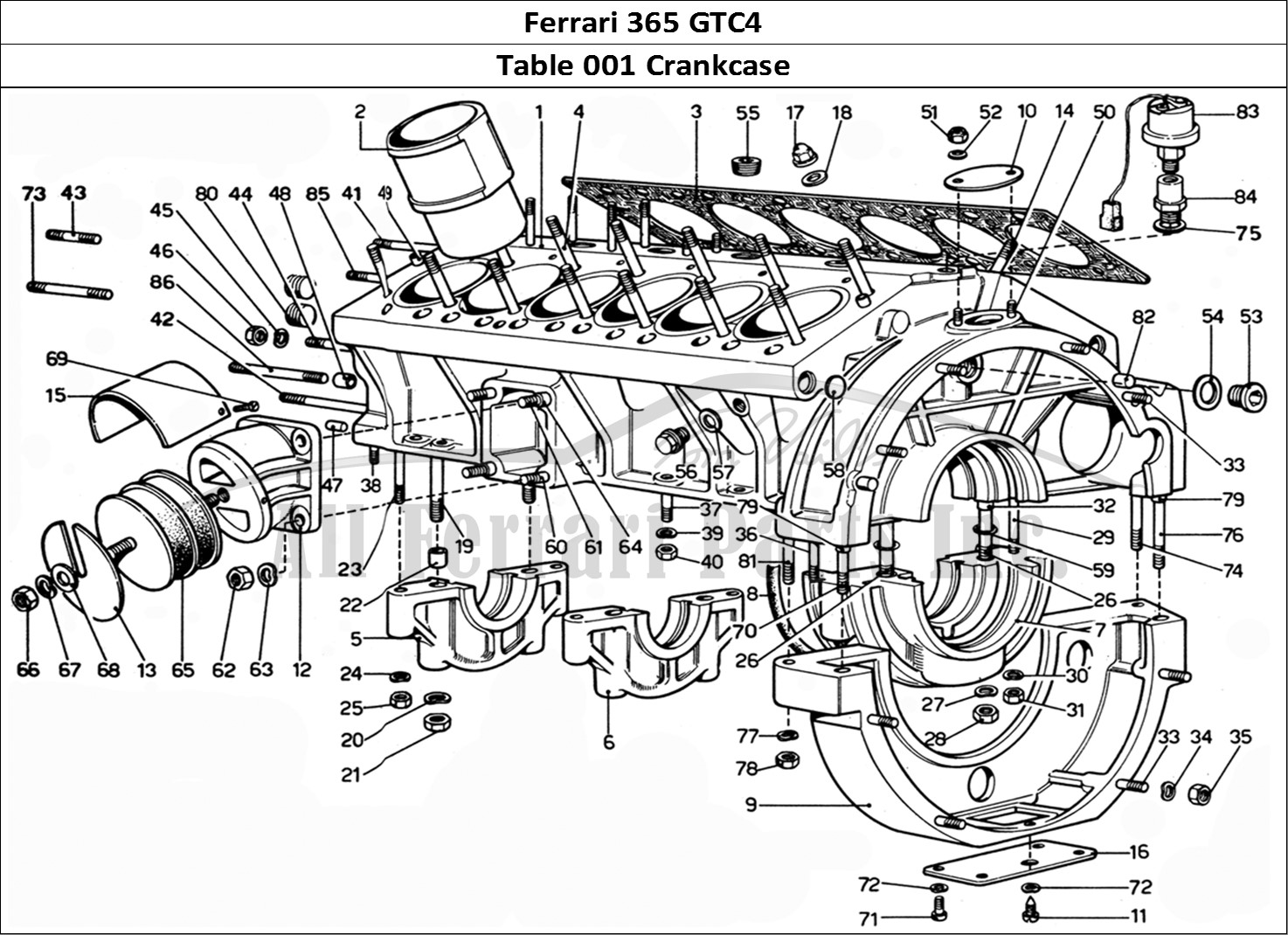 Ferrari Parts Ferrari 365 GTC4 (Mechanical) Page 001 Engine Block