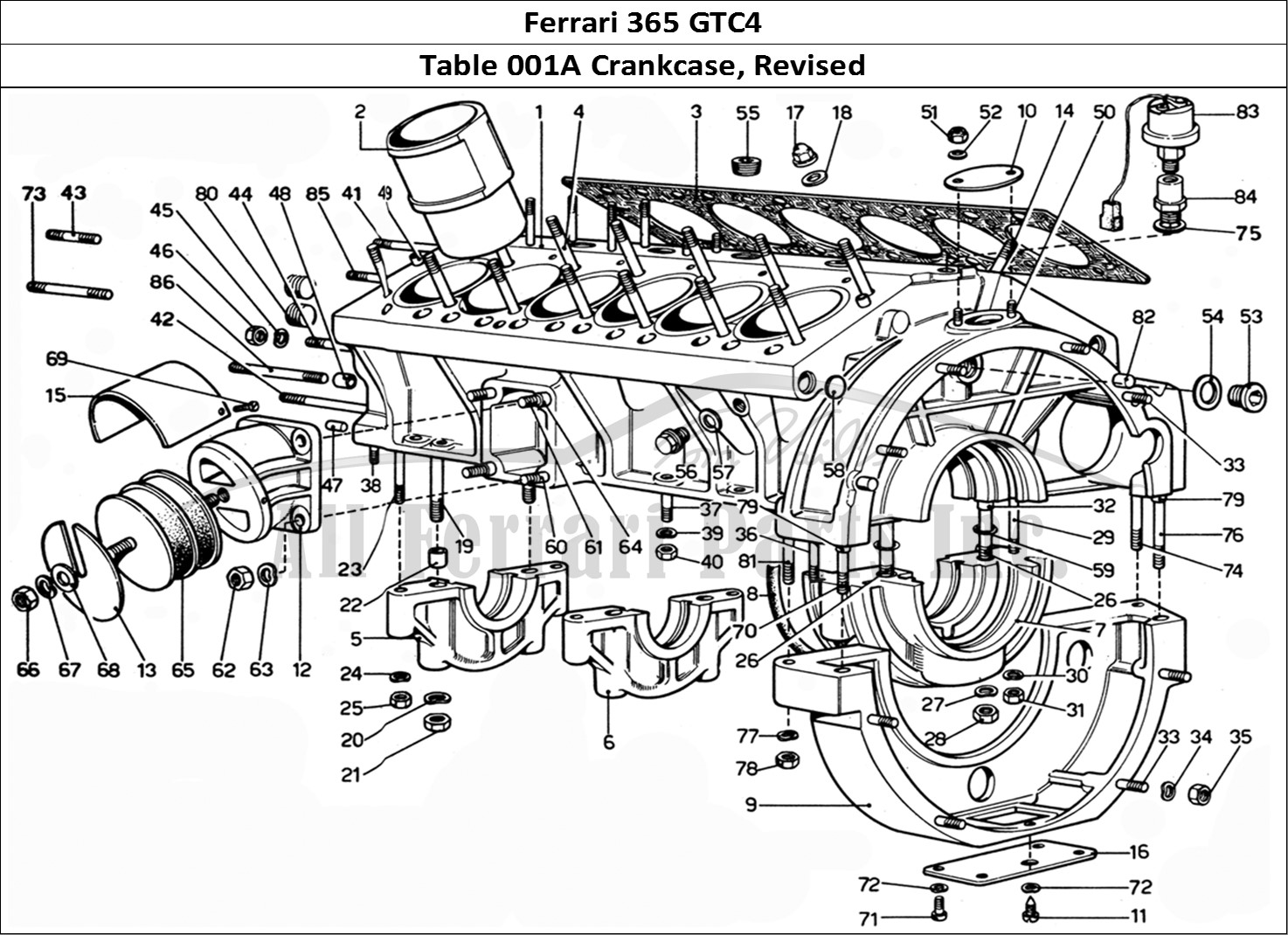 Ferrari Parts Ferrari 365 GTC4 (Mechanical) Page 001 Engine Block - Revision