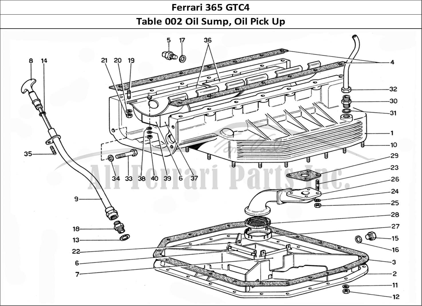 Ferrari Parts Ferrari 365 GTC4 (Mechanical) Page 002 Sump pan - Oil pick up