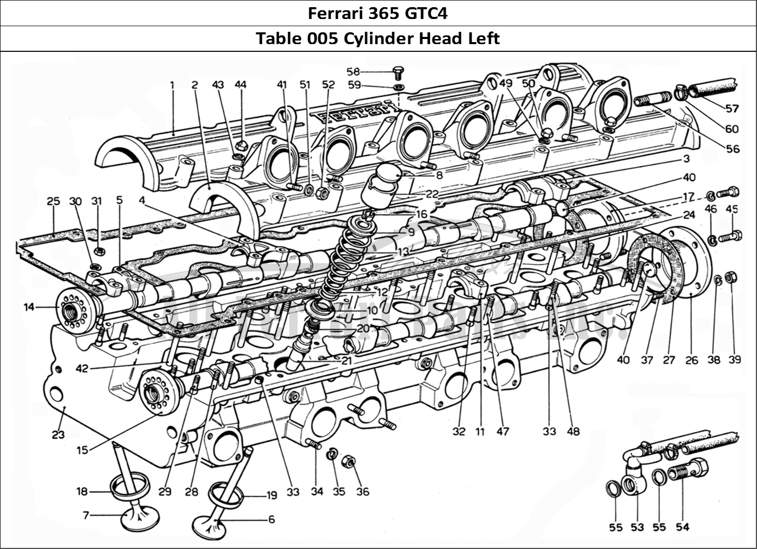Ferrari Parts Ferrari 365 GTC4 (Mechanical) Page 005 Cylinder head LHS
