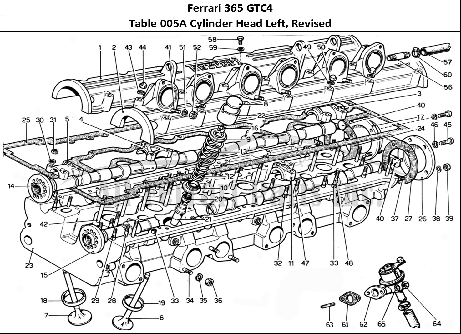 Ferrari Parts Ferrari 365 GTC4 (Mechanical) Page 005 Cylinder head LHS - Revis
