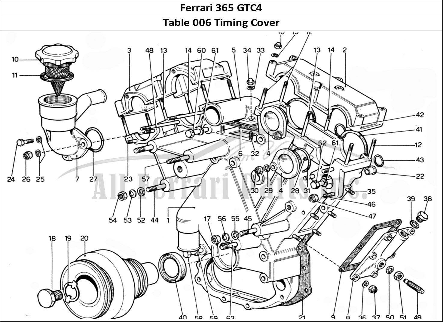 Ferrari Parts Ferrari 365 GTC4 (Mechanical) Page 006 Timing chest cover