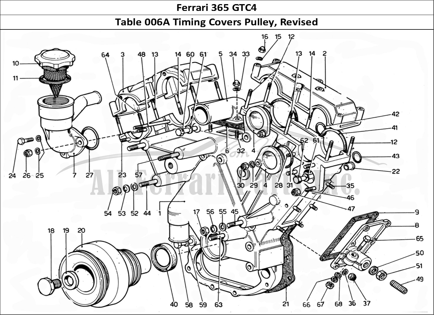 Ferrari Parts Ferrari 365 GTC4 (Mechanical) Page 006 Timing chest cover - Revi