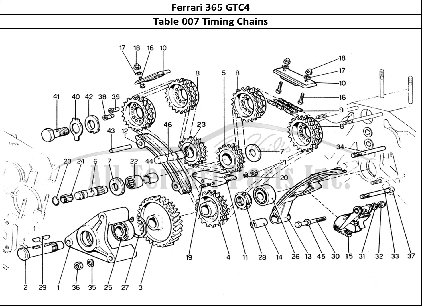 Ferrari Parts Ferrari 365 GTC4 (Mechanical) Page 007 Timing chains
