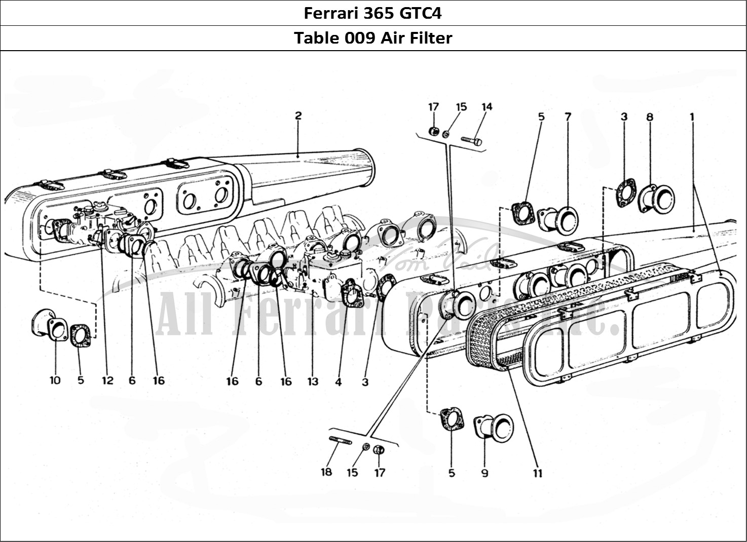 Ferrari Parts Ferrari 365 GTC4 (Mechanical) Page 009 Air filters