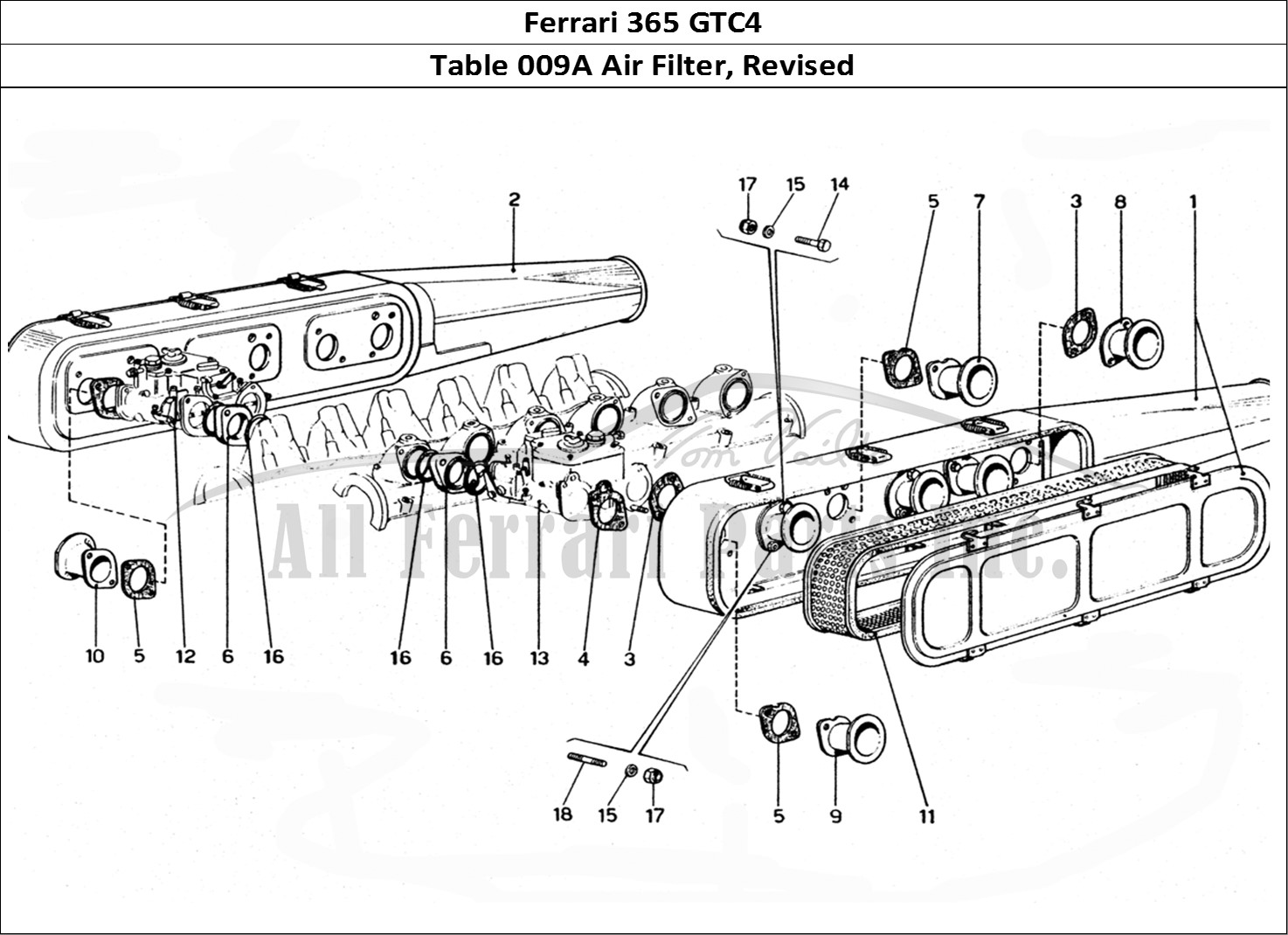 Ferrari Parts Ferrari 365 GTC4 (Mechanical) Page 009 Air filters - Revision