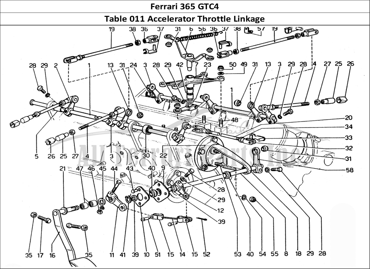 Ferrari Parts Ferrari 365 GTC4 (Mechanical) Page 011 Throttle linkage
