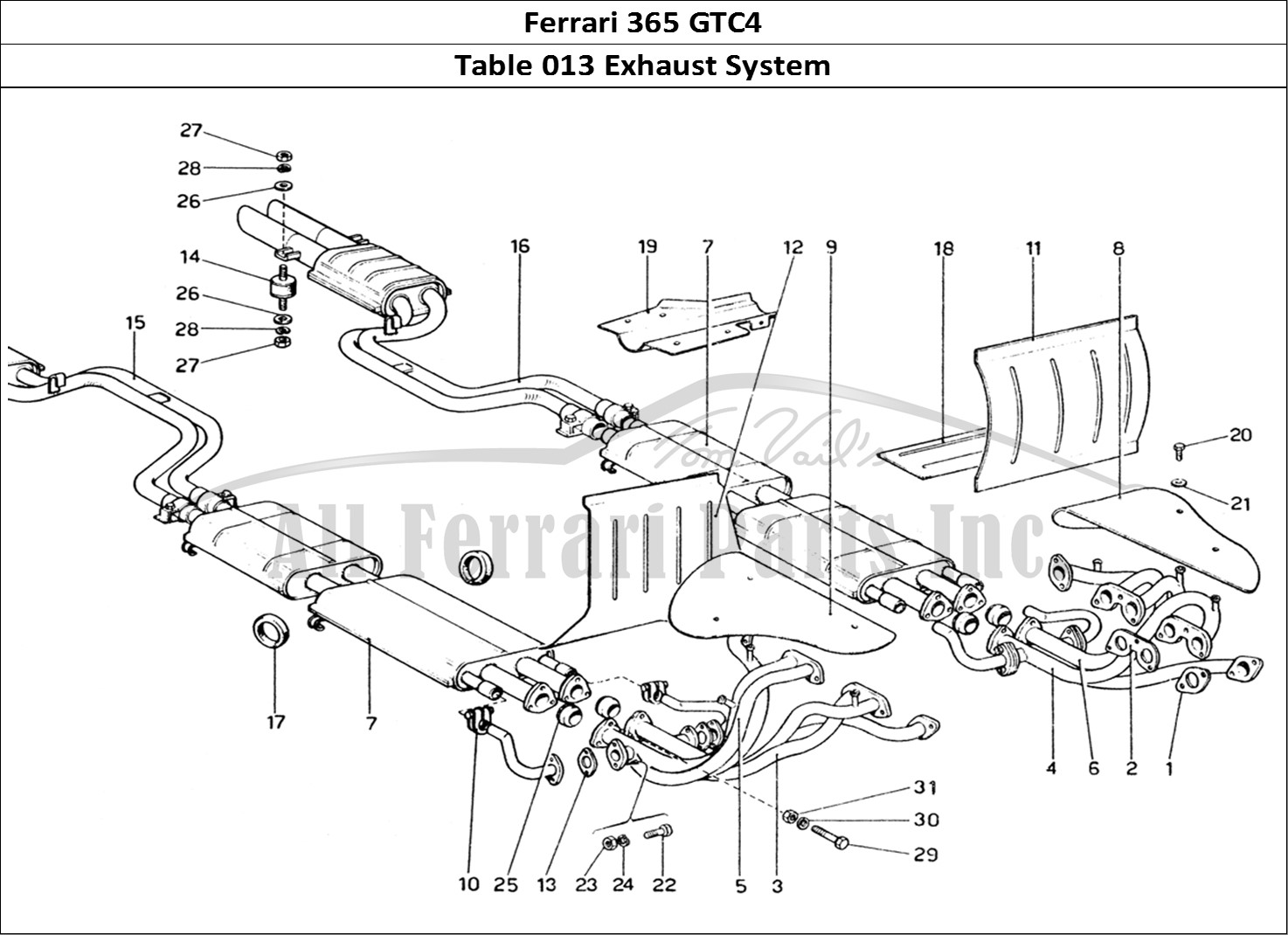 Ferrari Parts Ferrari 365 GTC4 (Mechanical) Page 013 Exhaust system
