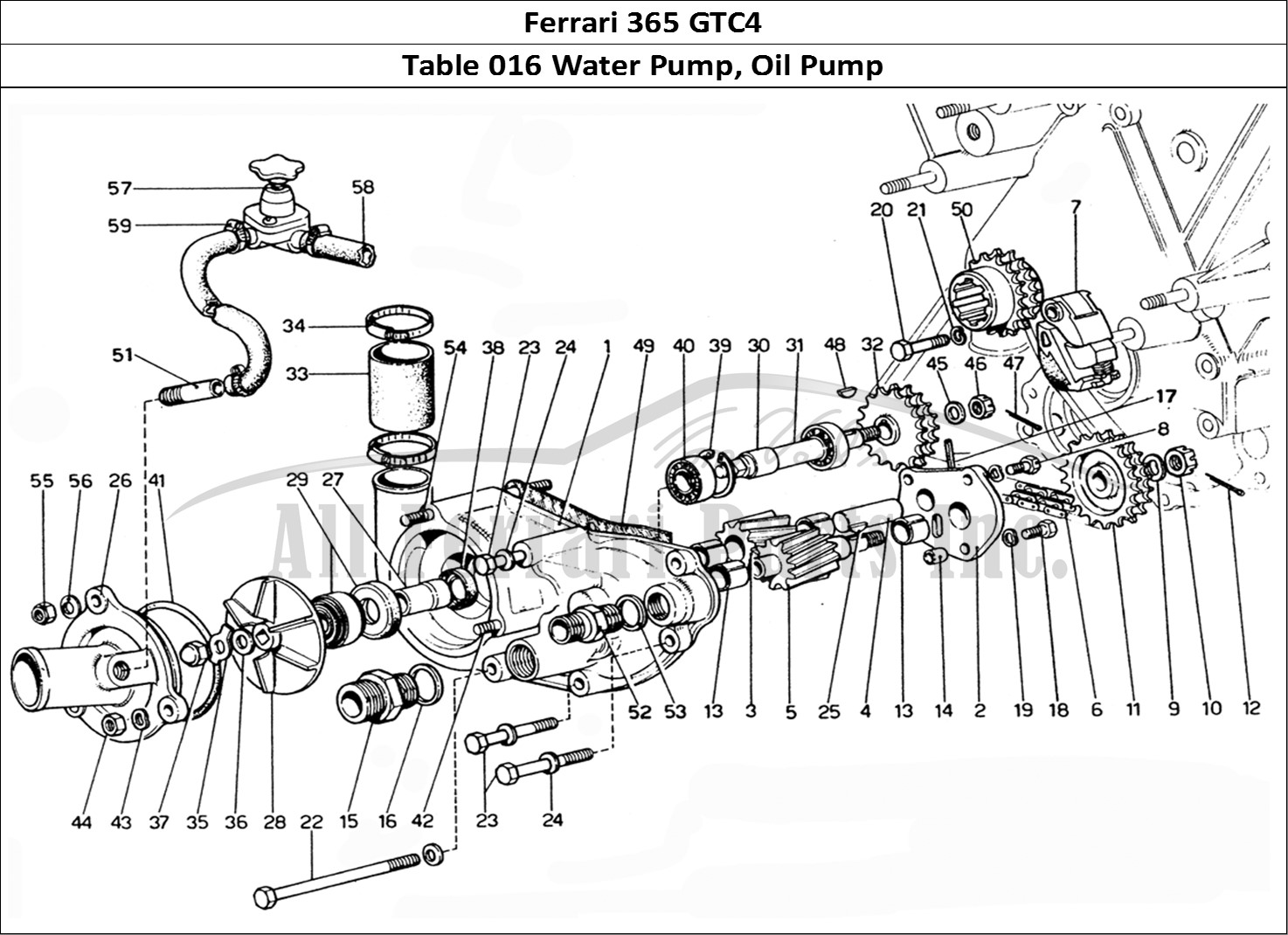 Ferrari Parts Ferrari 365 GTC4 (Mechanical) Page 016 Water & Oil pump