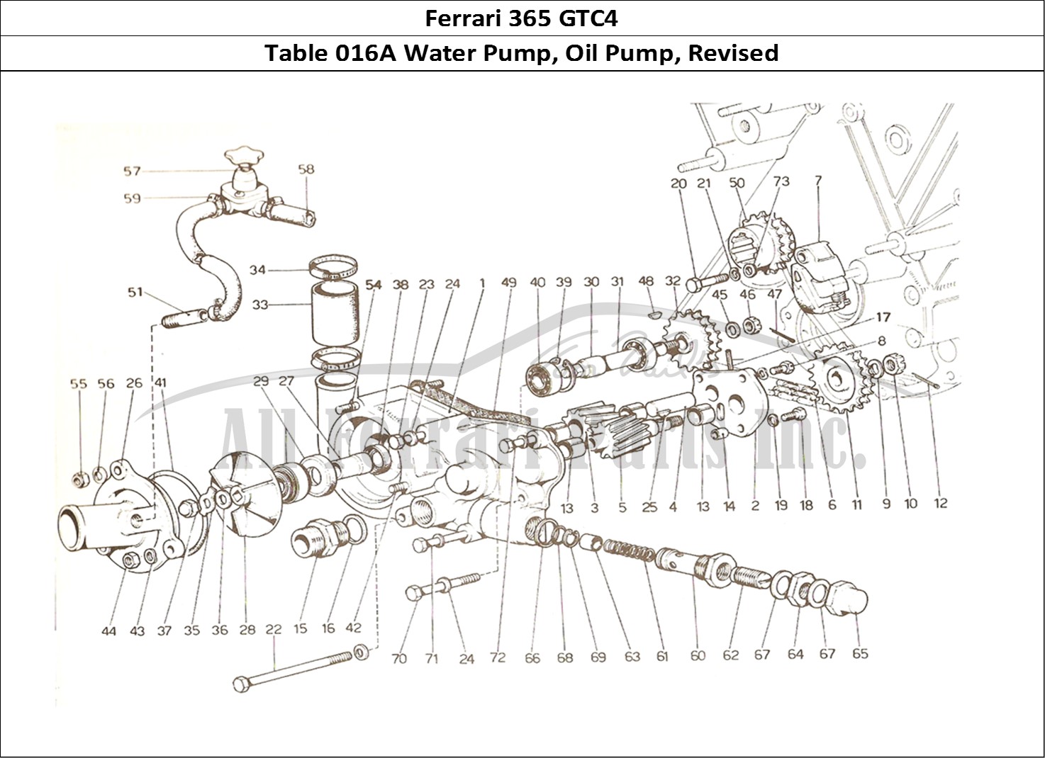 Ferrari Parts Ferrari 365 GTC4 (Mechanical) Page 016 Water & Oil pump - Revisi