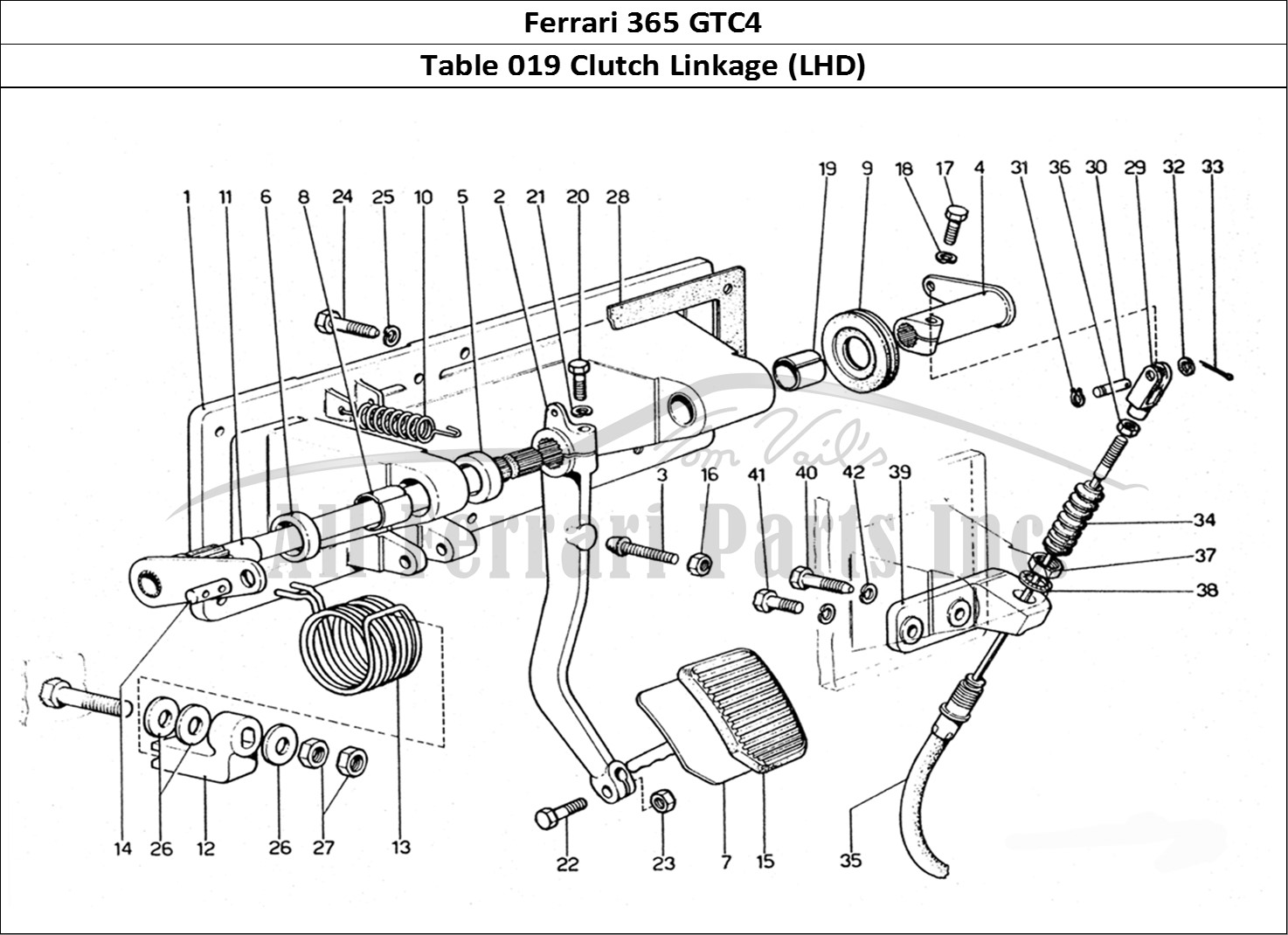 Ferrari Parts Ferrari 365 GTC4 (Mechanical) Page 019 Clutch pedal (LHD)