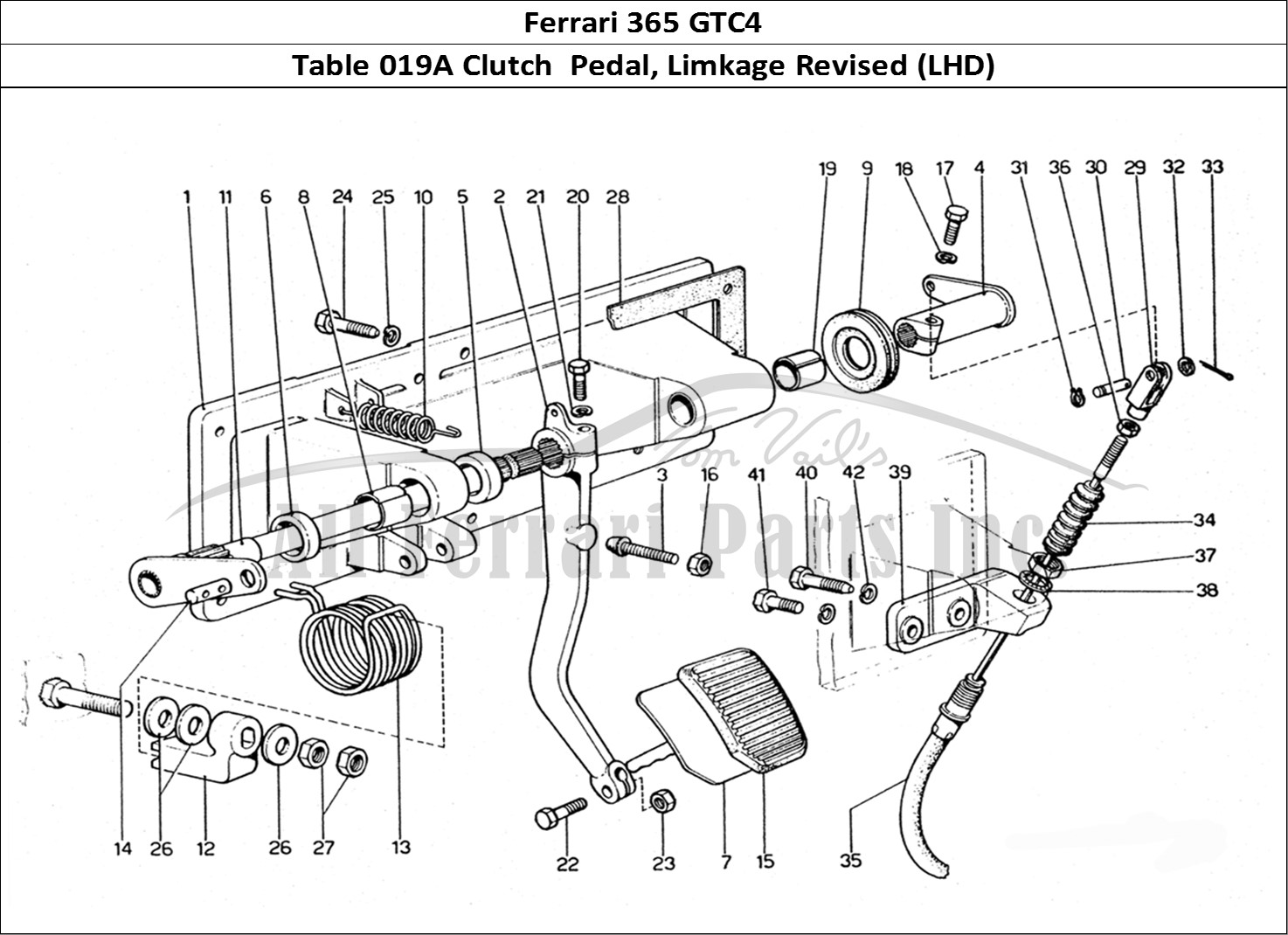 Ferrari Parts Ferrari 365 GTC4 (Mechanical) Page 019 Clutch pedal - Revision (