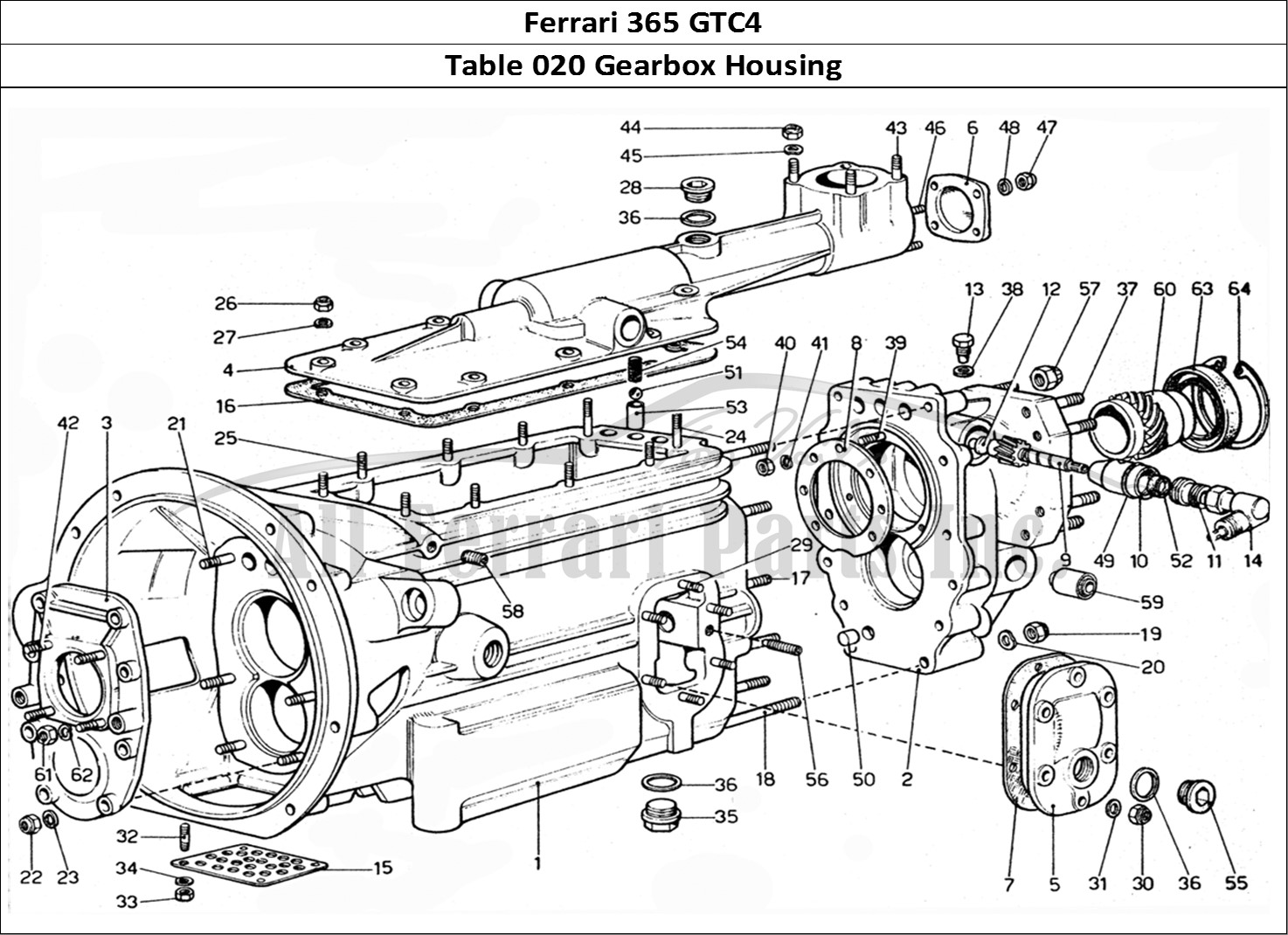 Ferrari Parts Ferrari 365 GTC4 (Mechanical) Page 020 Gearbox casing