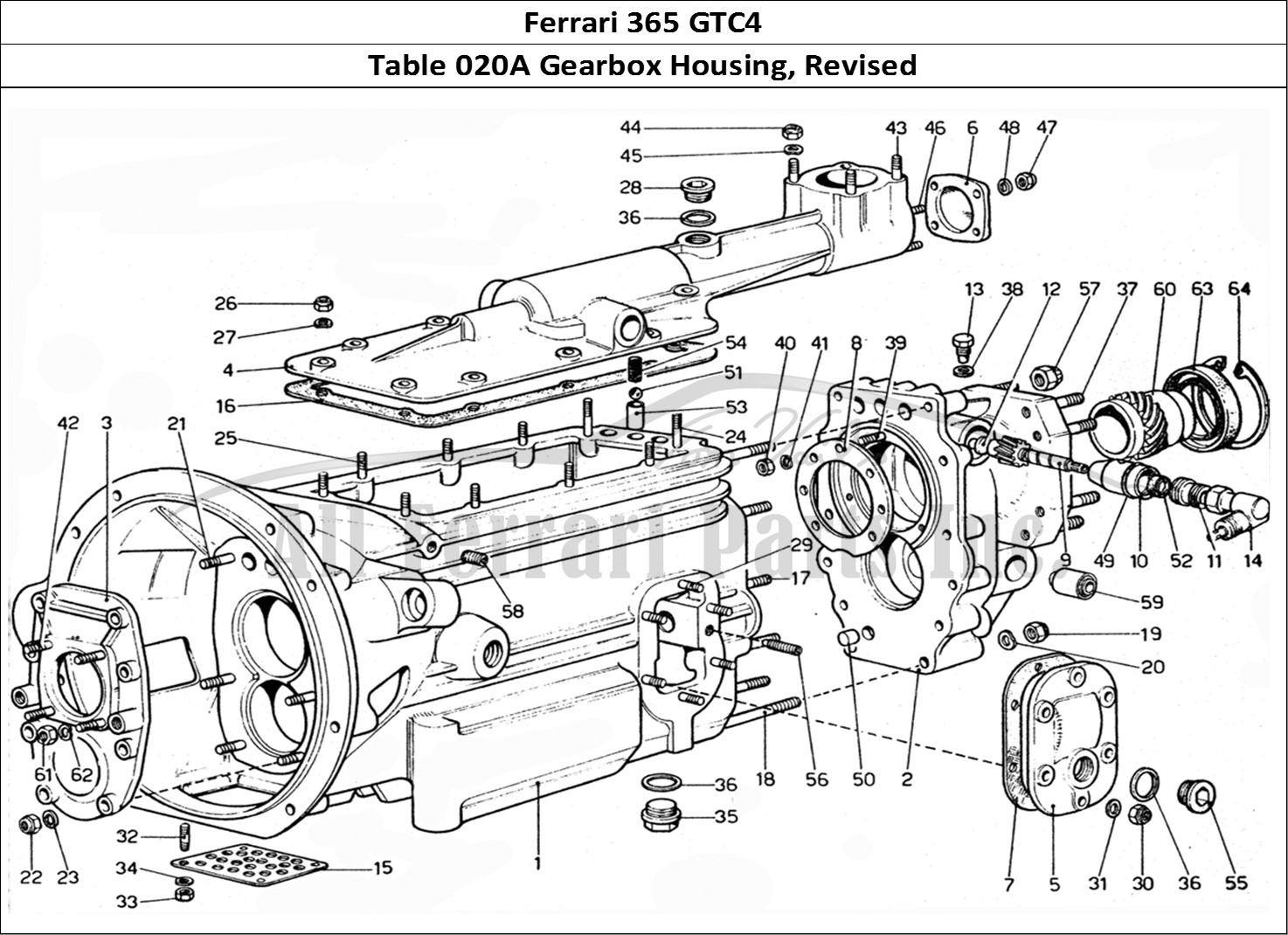 Ferrari Parts Ferrari 365 GTC4 (Mechanical) Page 020 Gearbox casing - Revision