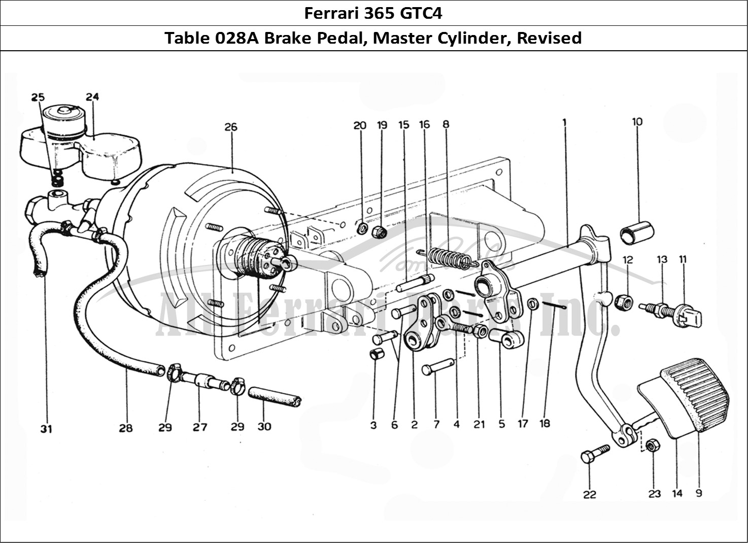 Ferrari Parts Ferrari 365 GTC4 (Mechanical) Page 028 Brake pedal & Brake maste