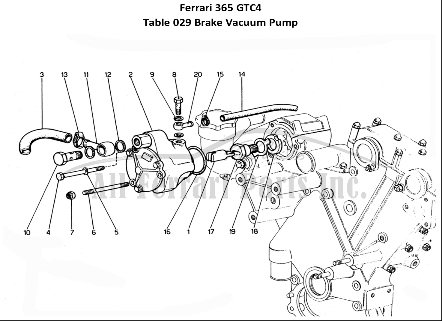 Ferrari Parts Ferrari 365 GTC4 (Mechanical) Page 029 Brake vacum pump