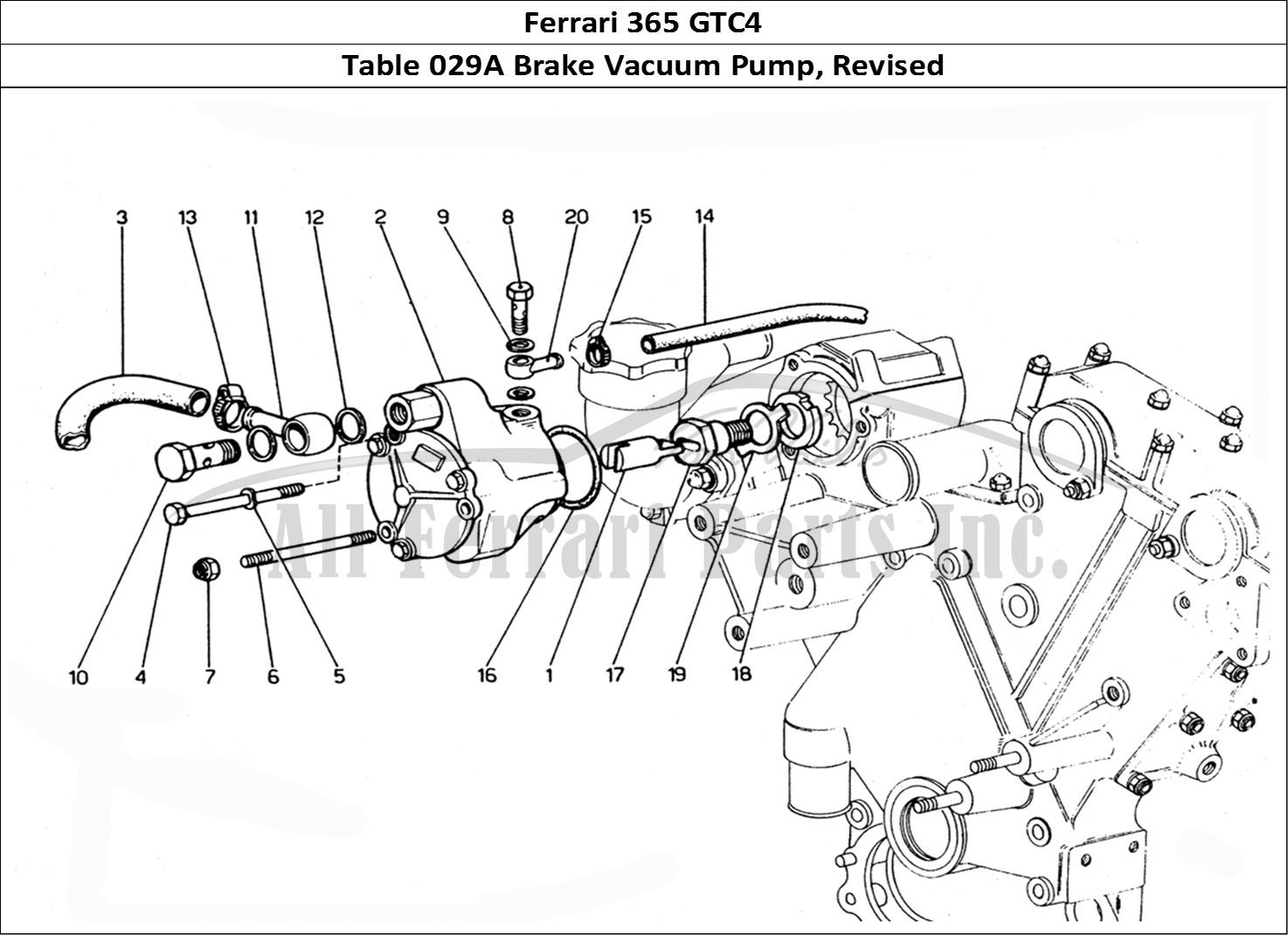 Ferrari Parts Ferrari 365 GTC4 (Mechanical) Page 029 Brake vacum pump - Revisi