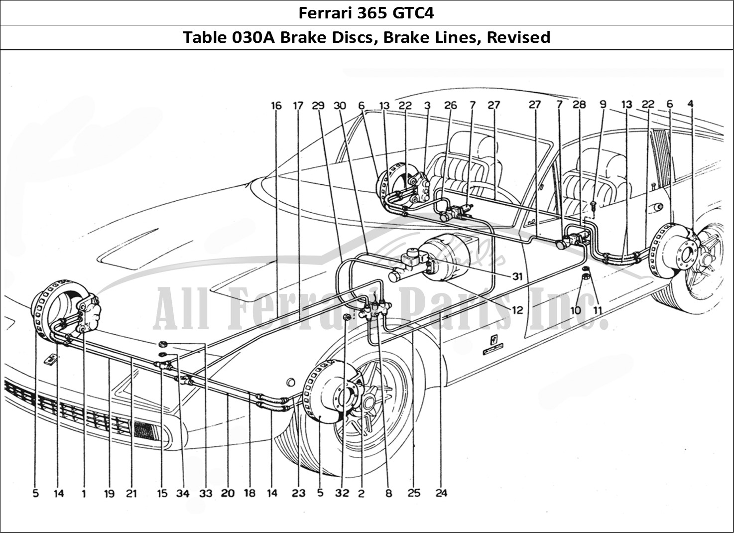 Ferrari Parts Ferrari 365 GTC4 (Mechanical) Page 030 Brake discs & brake lines
