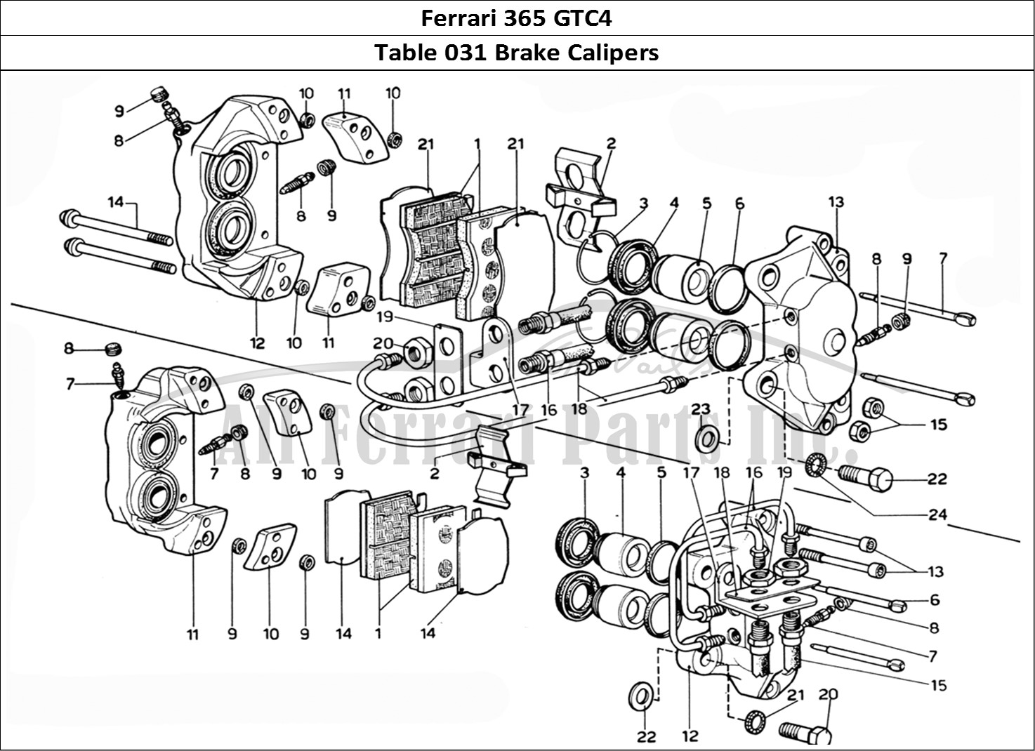 Ferrari Parts Ferrari 365 GTC4 (Mechanical) Page 031 Front & Rear brake calipe