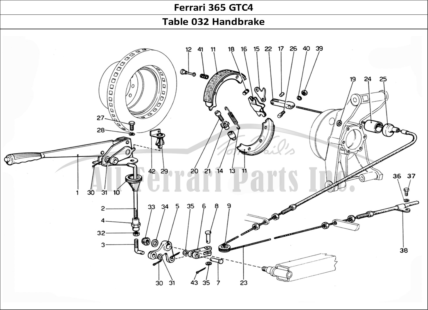 Ferrari Parts Ferrari 365 GTC4 (Mechanical) Page 032 Hand Brake