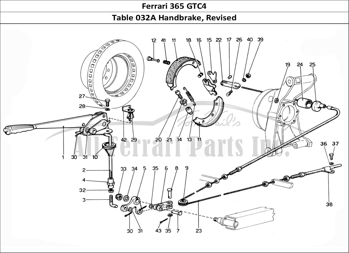 Ferrari Parts Ferrari 365 GTC4 (Mechanical) Page 032 Hand Brake - Revision