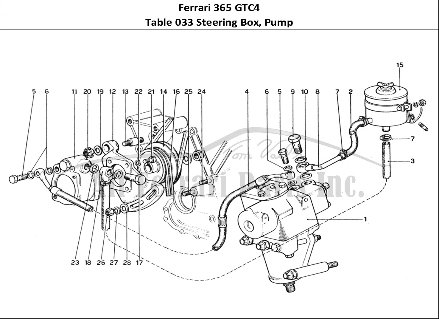 Ferrari Parts Ferrari 365 GTC4 (Mechanical) Page 033 Steering box & pump
