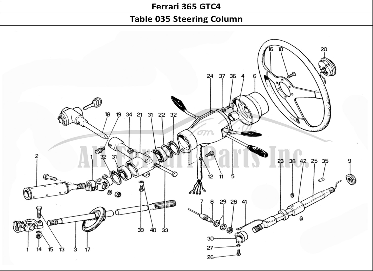 Ferrari Parts Ferrari 365 GTC4 (Mechanical) Page 035 Steering Colume
