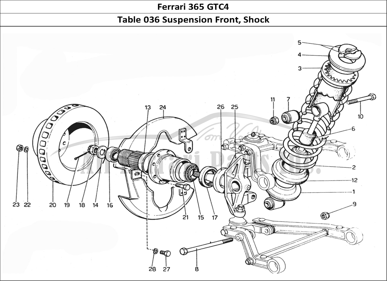 Ferrari Parts Ferrari 365 GTC4 (Mechanical) Page 036 Front suspension & Shock