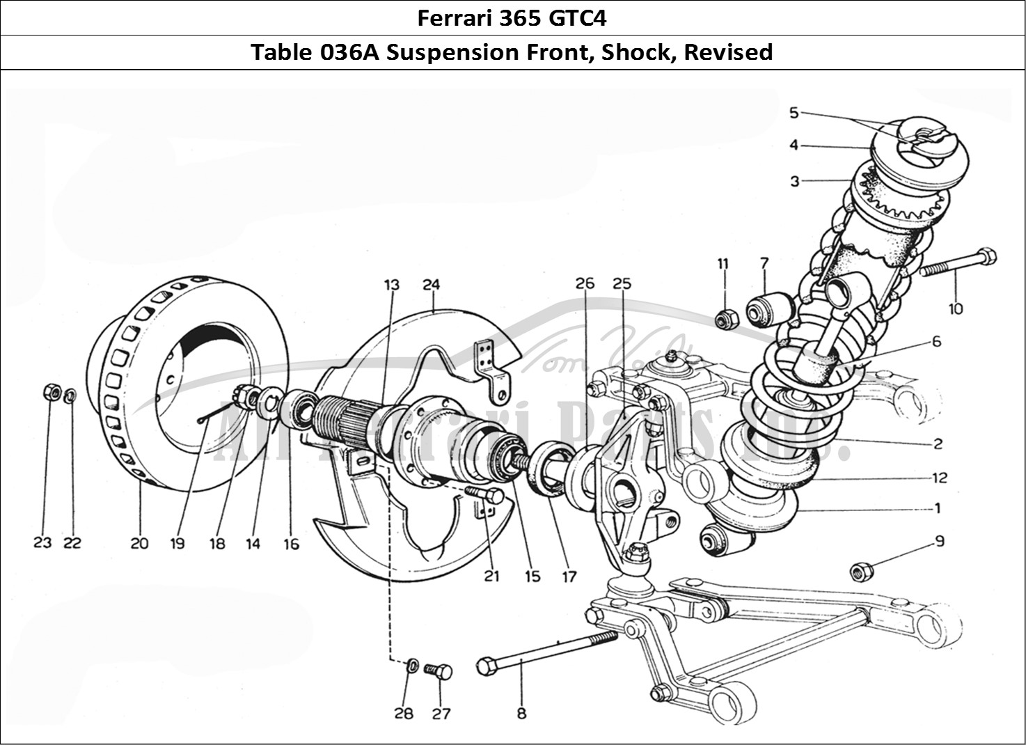 Ferrari Parts Ferrari 365 GTC4 (Mechanical) Page 036 Front suspension & Shock