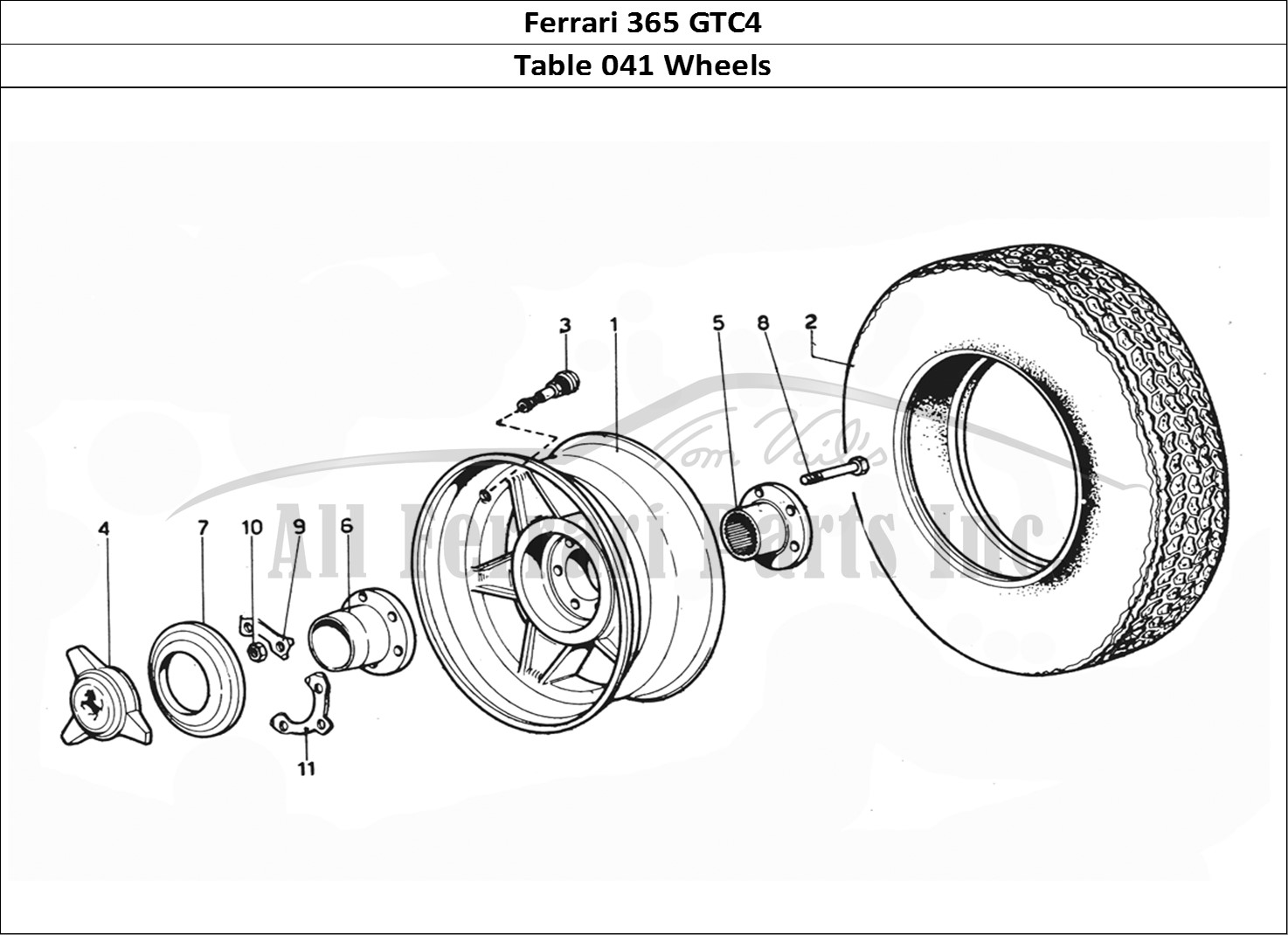 Ferrari Parts Ferrari 365 GTC4 (Mechanical) Page 041 Wheels