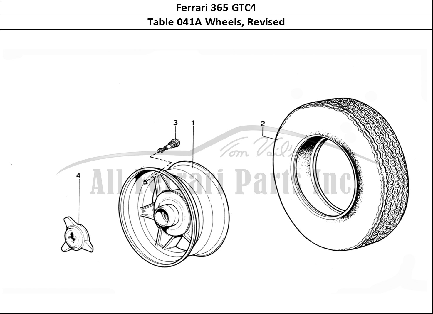 Ferrari Parts Ferrari 365 GTC4 (Mechanical) Page 041 Wheels - Revision