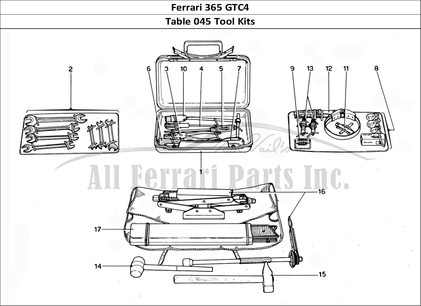 Ferrari Parts Ferrari 365 GTC4 (Mechanical) Page 045 Tool kits