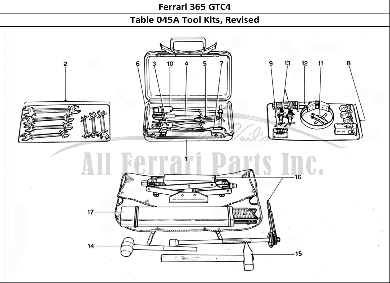 Ferrari Parts Ferrari 365 GTC4 (Mechanical) Page 045 Tool Kits - Revision