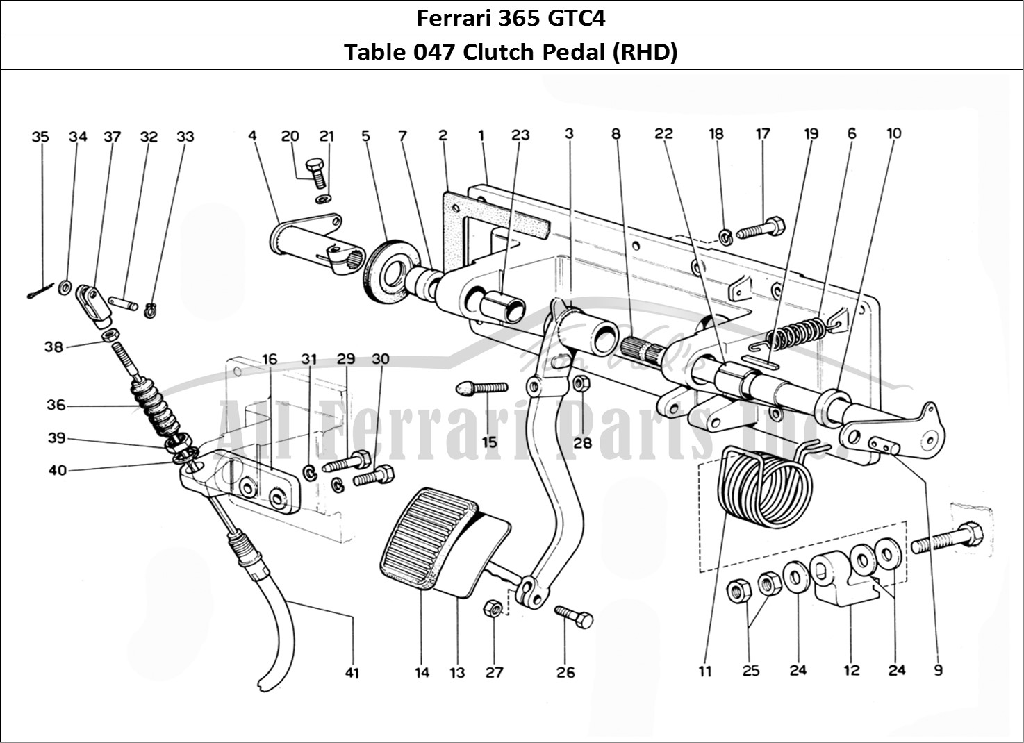 Ferrari Parts Ferrari 365 GTC4 (Mechanical) Page 047 Clutch pedal (RHD)