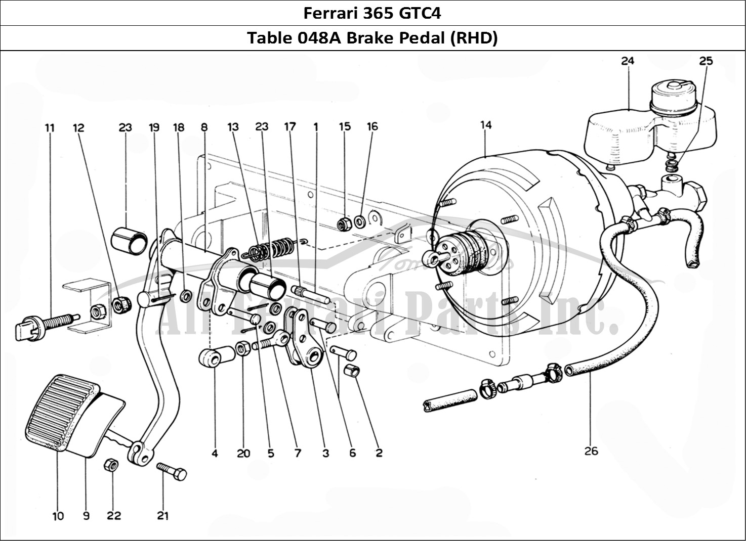 Ferrari Parts Ferrari 365 GTC4 (Mechanical) Page 048 Brake pedal (RHD)