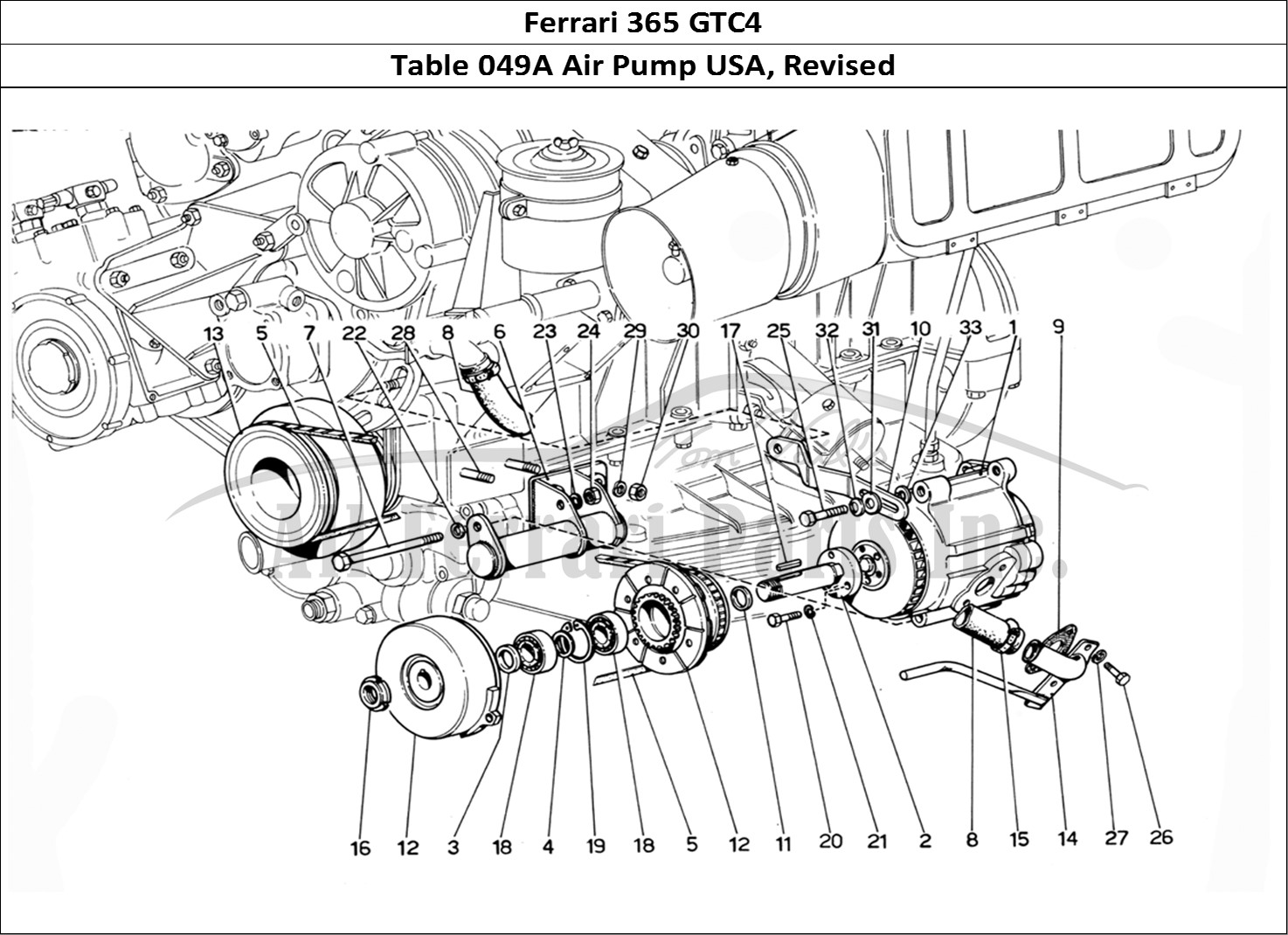 Ferrari Parts Ferrari 365 GTC4 (Mechanical) Page 049 USA Air pump - Revision
