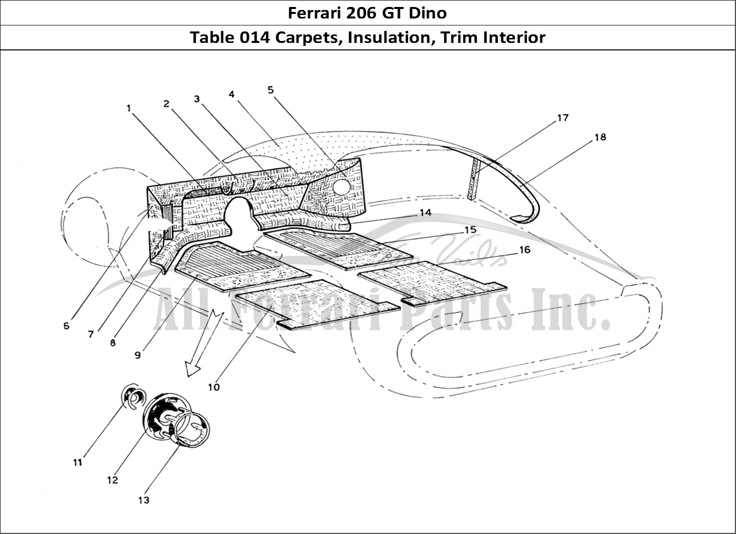 Ferrari Parts Ferrari 206 GT Dino (Coachwork) Page 014 Cabin Carpets
