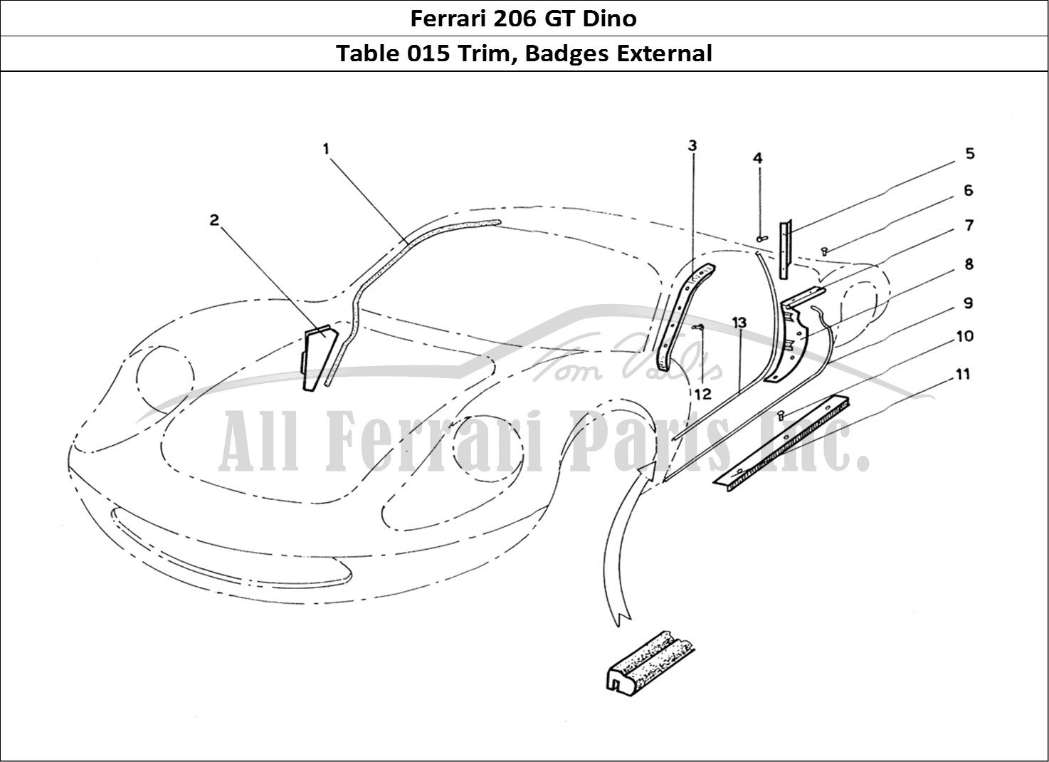Ferrari Parts Ferrari 206 GT Dino (Coachwork) Page 015 Finishing Trim