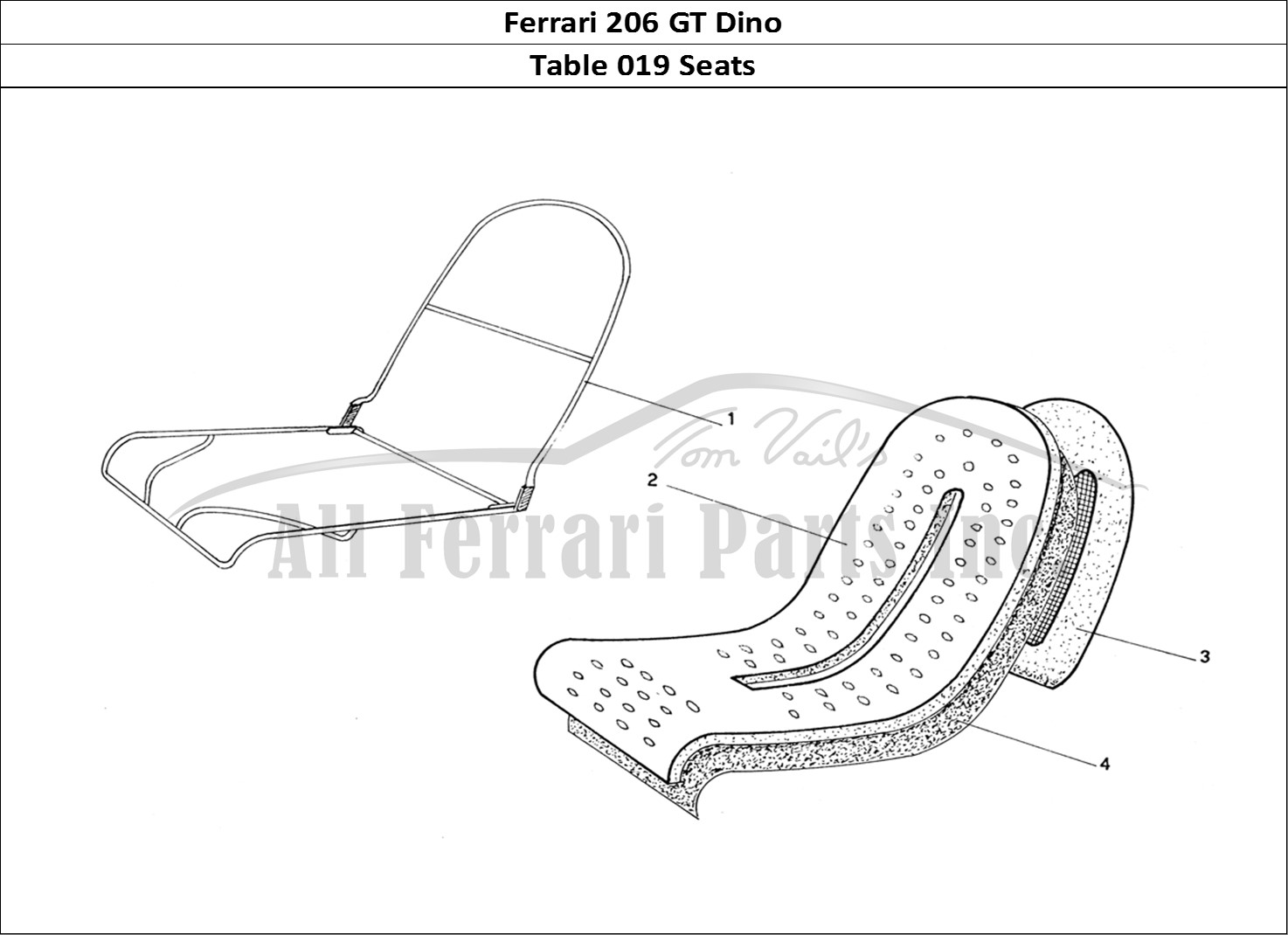 Ferrari Parts Ferrari 206 GT Dino (Coachwork) Page 019 Seat Frames