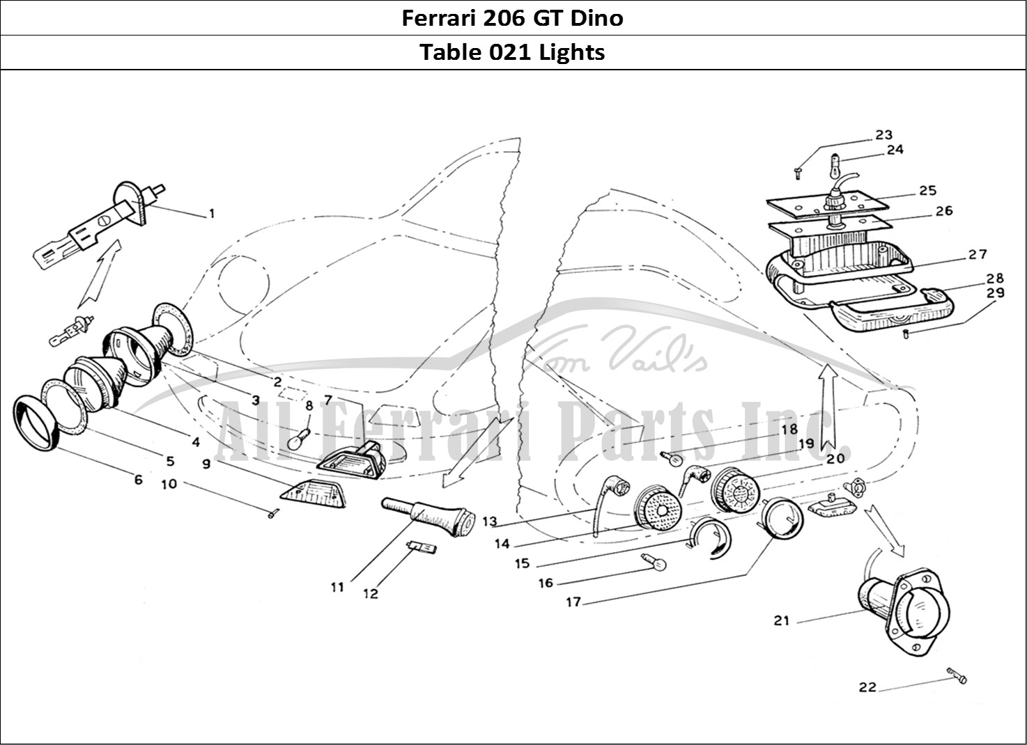 Ferrari Parts Ferrari 206 GT Dino (Coachwork) Page 021 Front & Rear Lights
