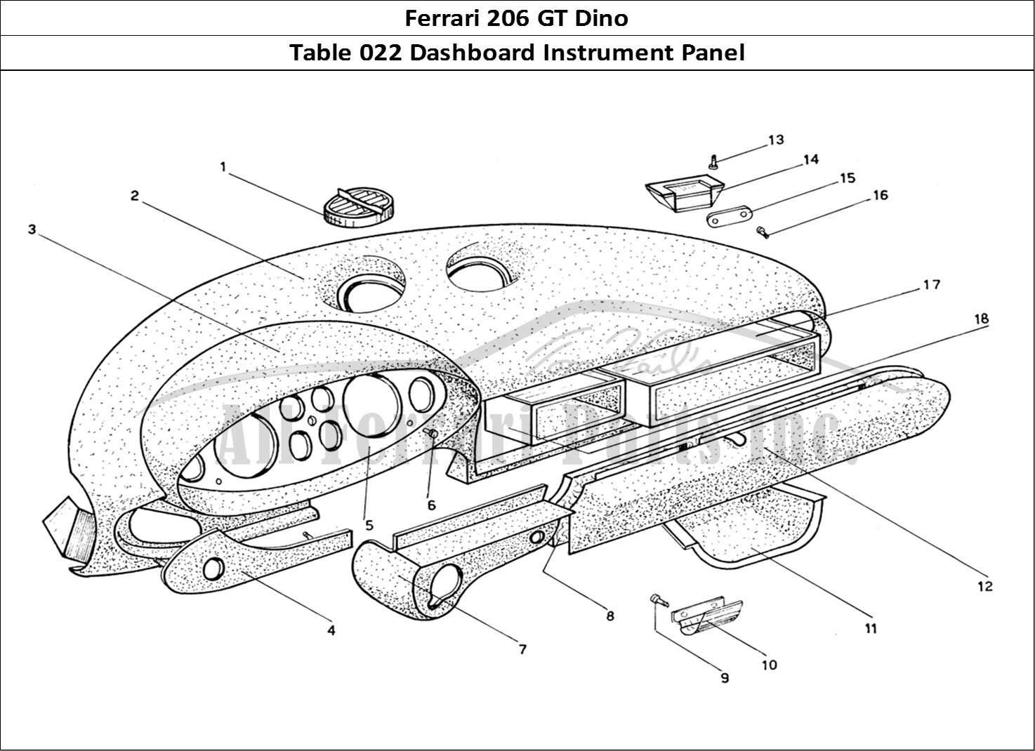 Ferrari Parts Ferrari 206 GT Dino (Coachwork) Page 022 Dashboard
