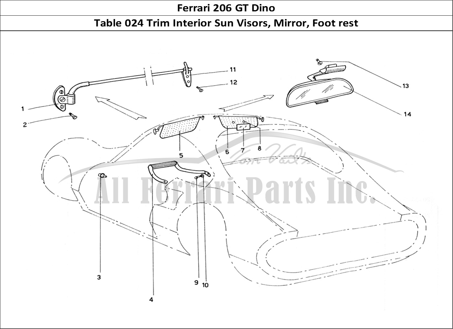 Ferrari Parts Ferrari 206 GT Dino (Coachwork) Page 024 Sun Visors & Rear View Mi
