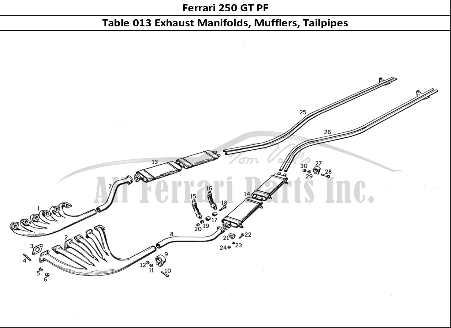 Ferrari Parts Ferrari 250 GTE (1957) Page 013 Exhaust Manifolds, Muffle