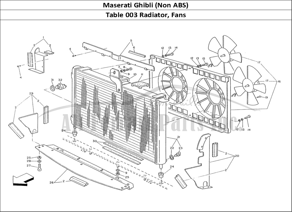 Ferrari Parts Maserati Ghibli (Non ABS) Page 003 Radiator and Cooling Fans