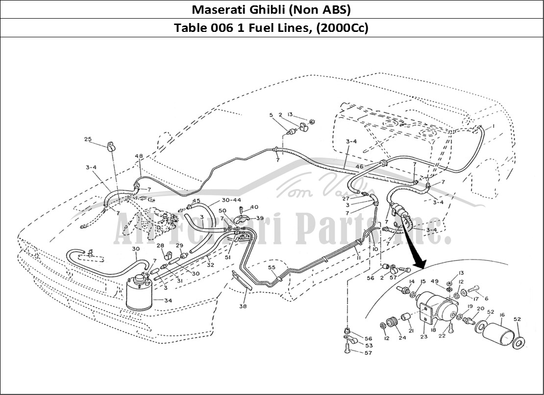 Ferrari Parts Maserati Ghibli (Non ABS) Page 006 Fuel Pipes, (2000cc)