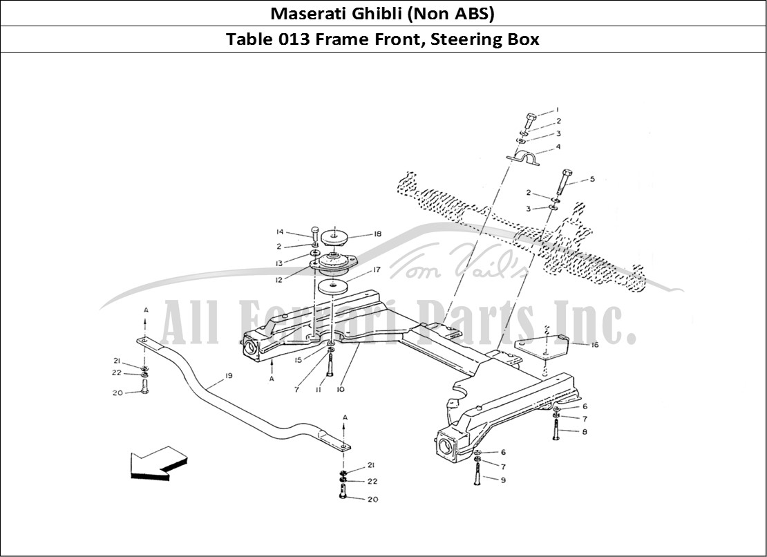 Ferrari Parts Maserati Ghibli (Non ABS) Page 013 Front Chassis and Steerin