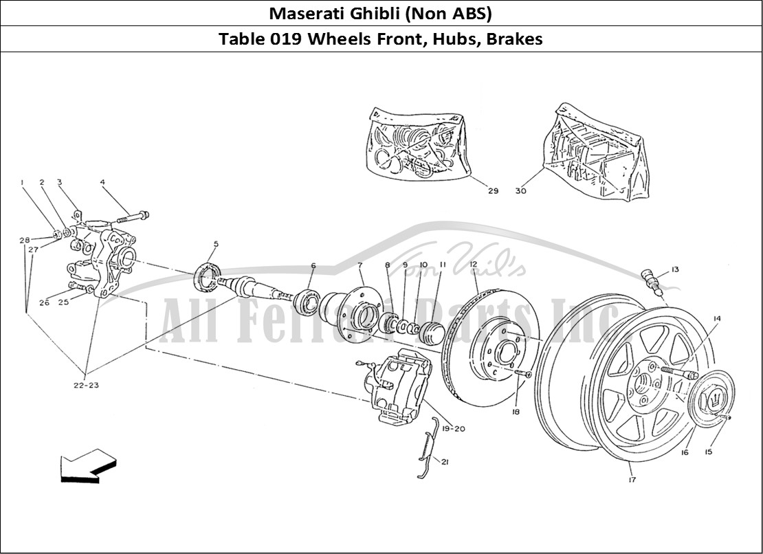 Ferrari Parts Maserati Ghibli (Non ABS) Page 019 Front Wheels, Hubs & Bra