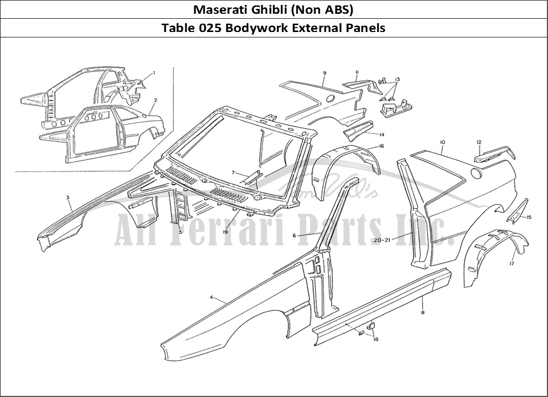 Ferrari Parts Maserati Ghibli (Non ABS) Page 025 Bodywork-External Panels